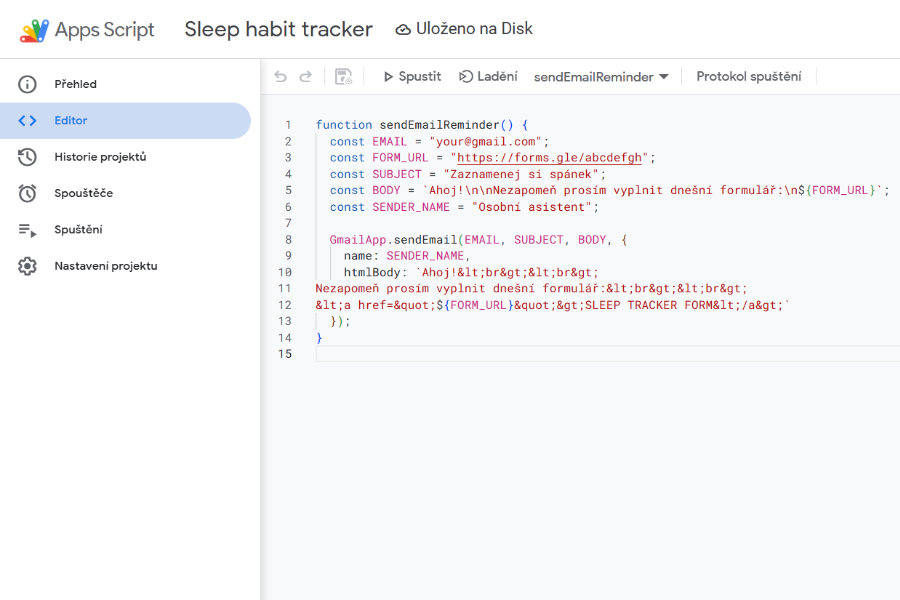 Google Apps Script a nastavení automatických emailových upomínek